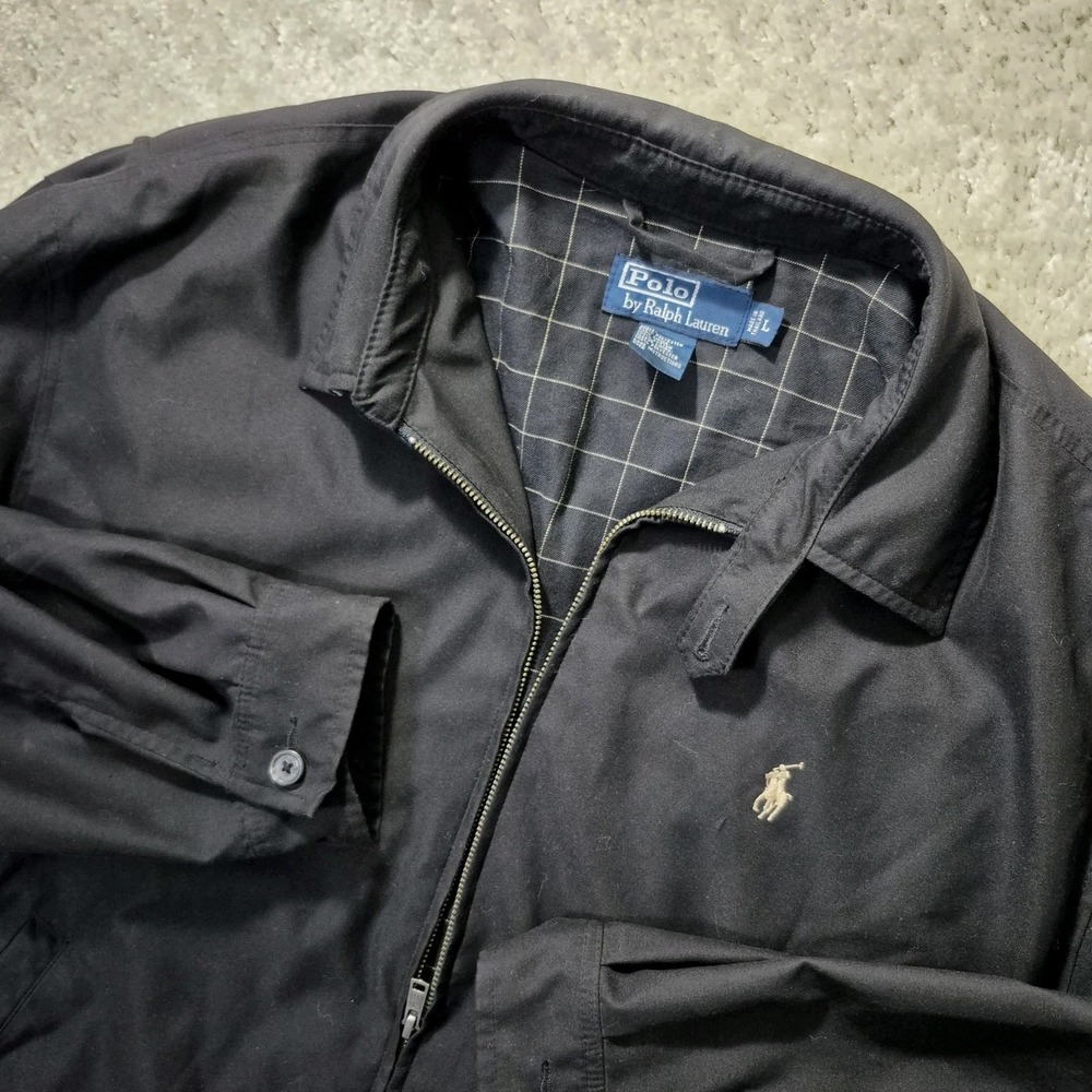 Polo Ralph Lauren Black Bi-Swing Jacket Mens Large Lined Preppy Classic 90s